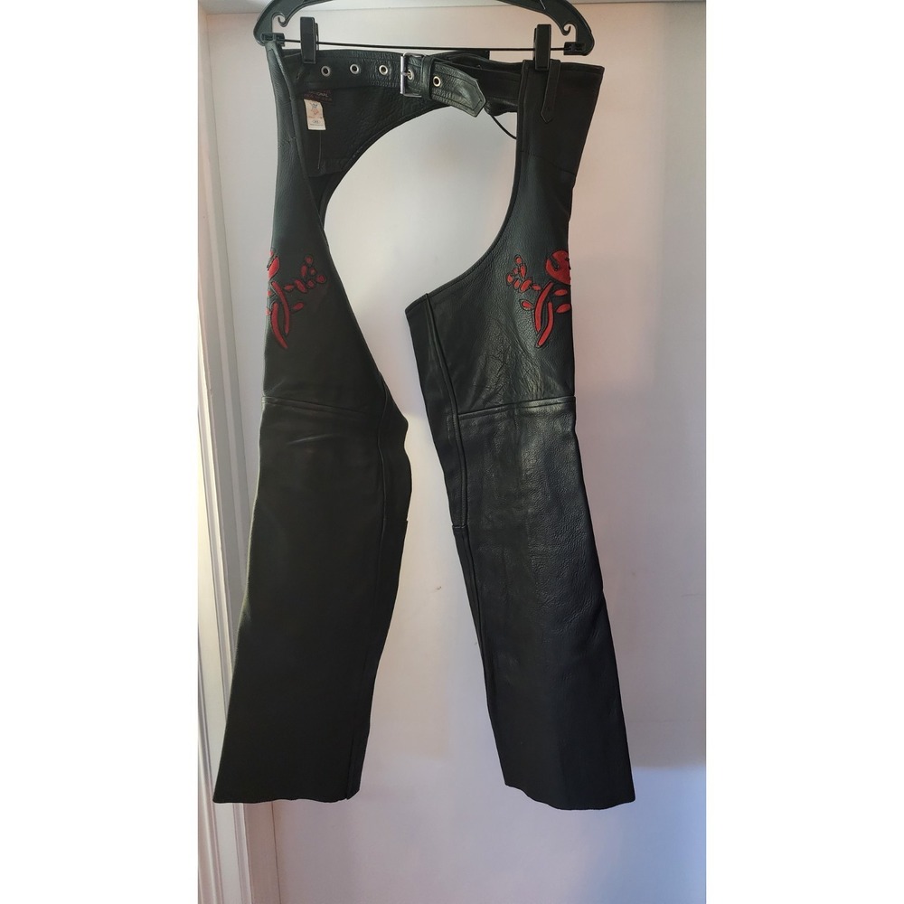 Paragon Genuine Leather Fringed Chaps Women's XS Purple Flower Rose A10